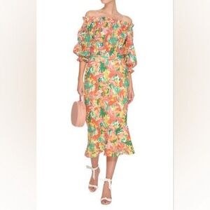 SALONI Size US 2 • Floral Eyelet Midi Dress.